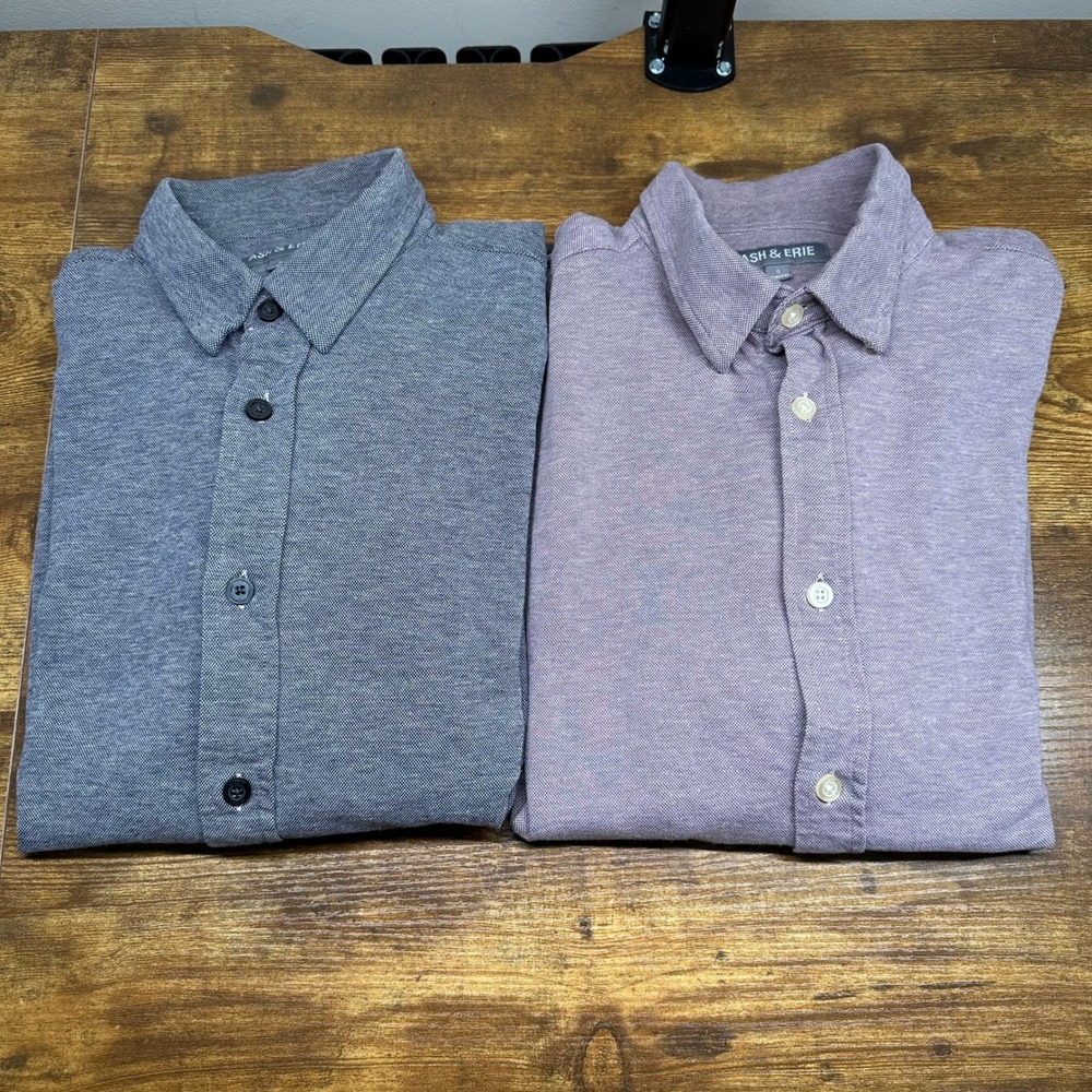 Ash & Erie Mens Knit Button Down Shirt Bundle Grey Purple Size S Standard Fit